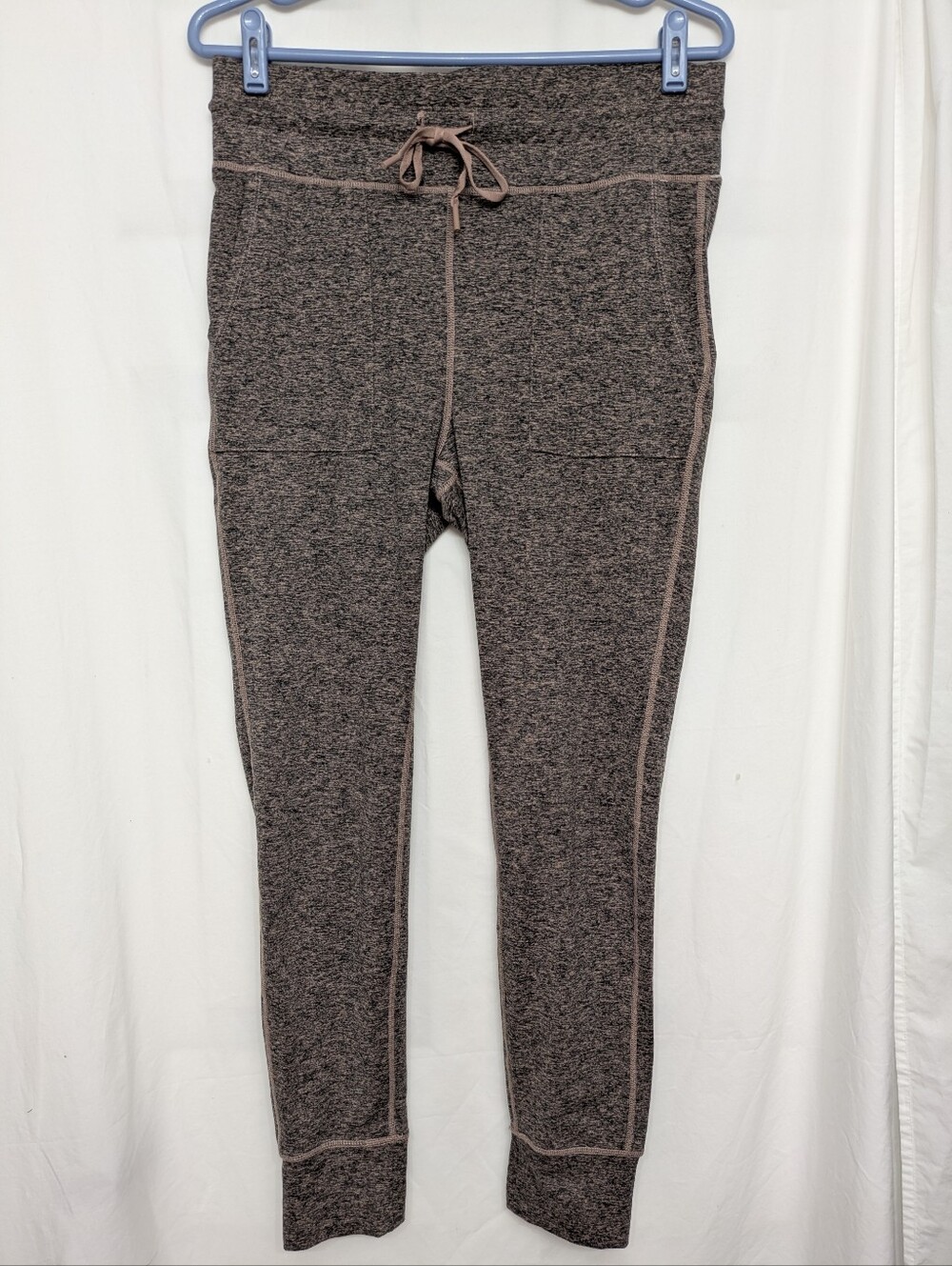 Yogalicious Marled Brown Heather Leggings with Contrast Trim